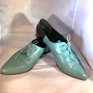 Megumi Ochi blue & black leather oxford flats